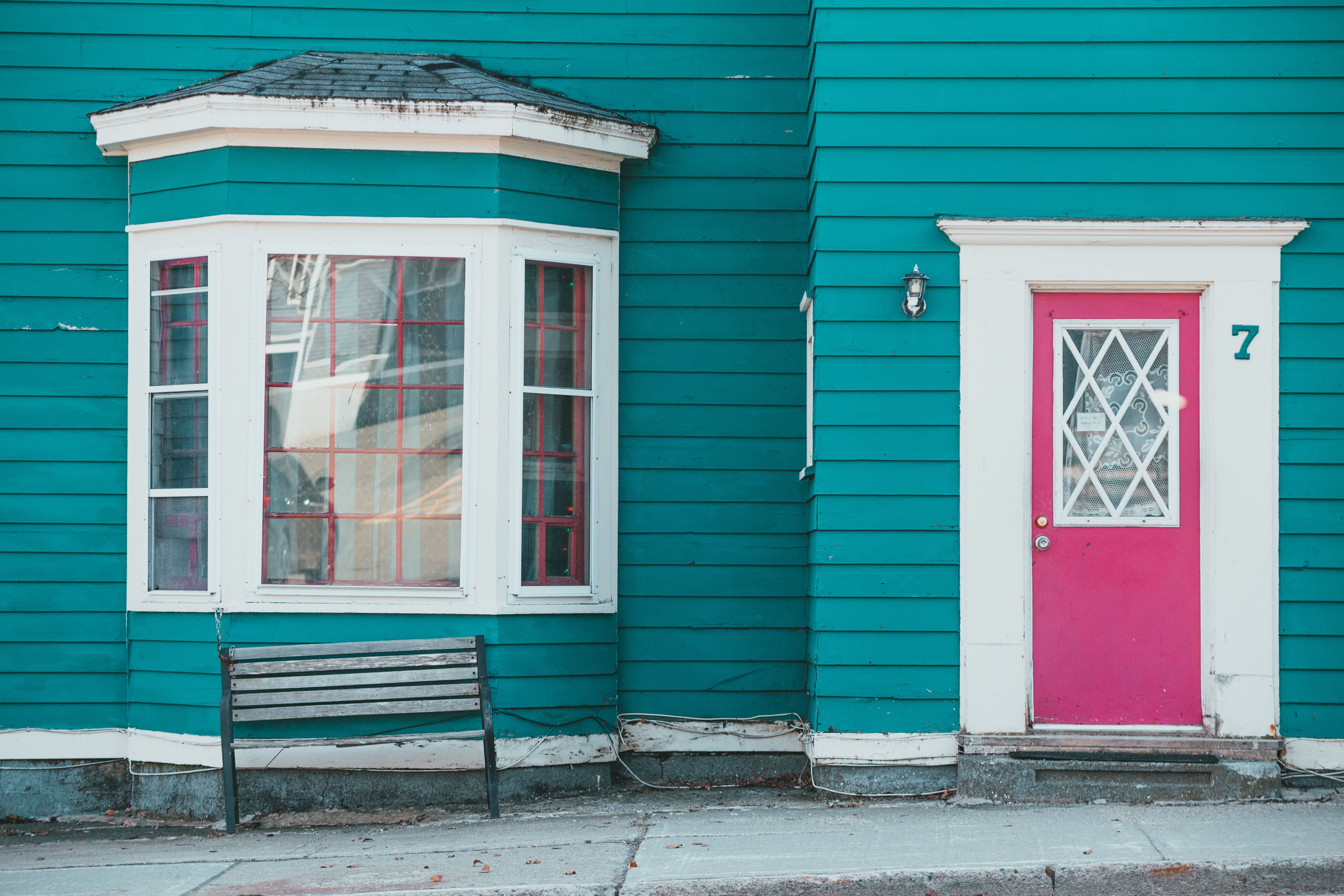 A Blue House with a Red Door · Free Stock Photo