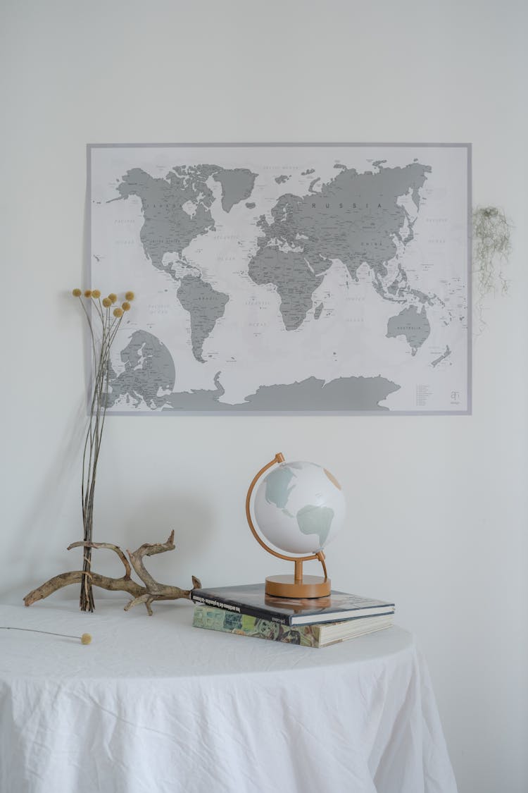 World Map Poster On A Wall