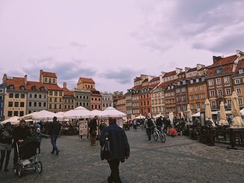 Free People in an Outdoor Market Stock Photo