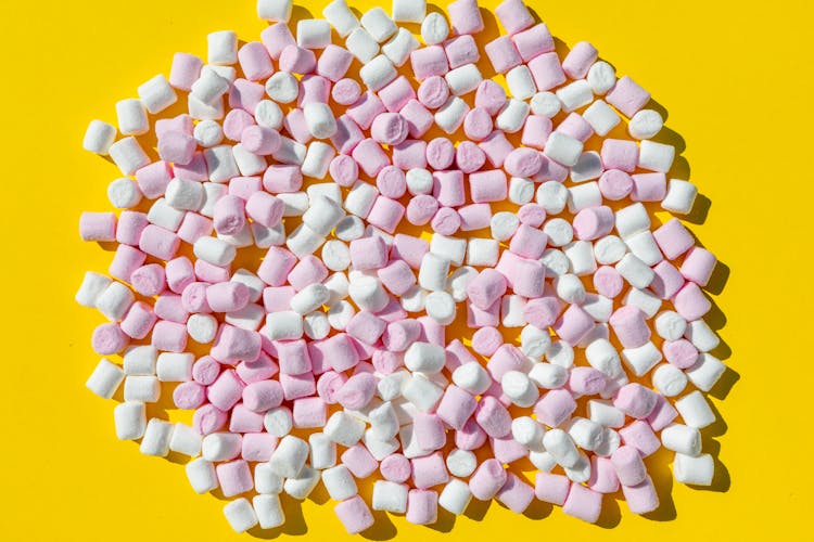 A Flatlay Shot Of Marshmallows