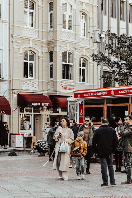 People Walking on the Street Near the Building