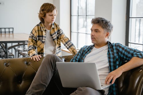 A Father and Son in the Living Room