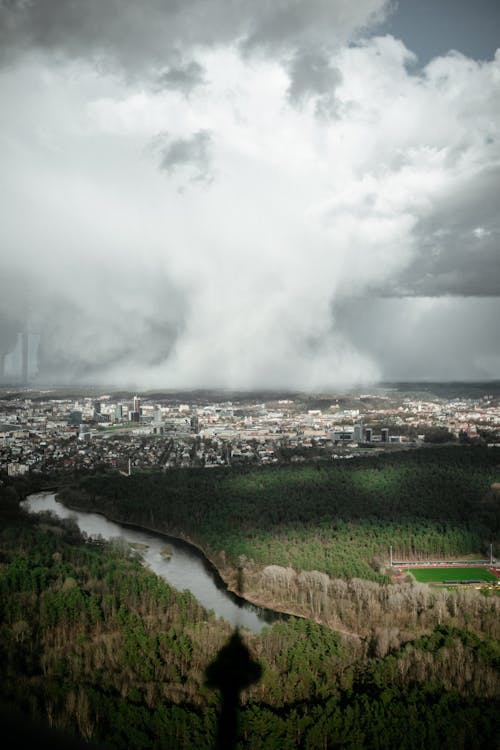 Free Hurricane Formation over the City Outline Stock Photo