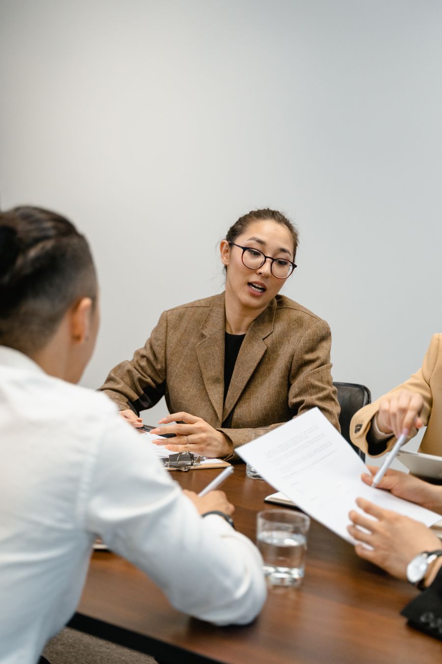 Documents being reviewed during a client consultation