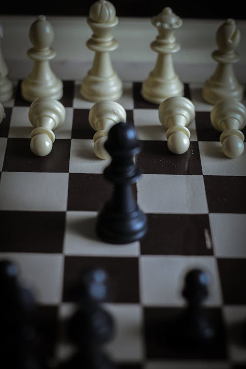 Free Black and White Chess Pieces in a Chessboard Stock Photo