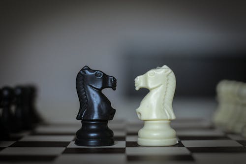 Free Chess pieces placed on chessboard square Stock Photo