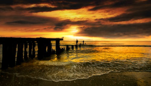 Scenic View of Seashore During Golden Hour