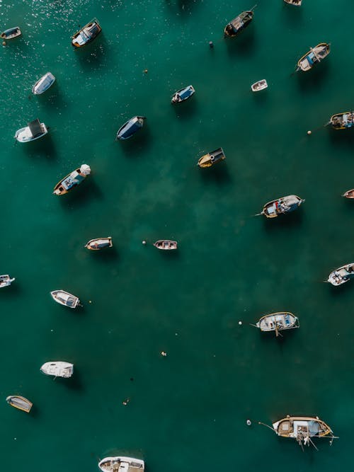 Free Aerial View of Boats on Water Stock Photo