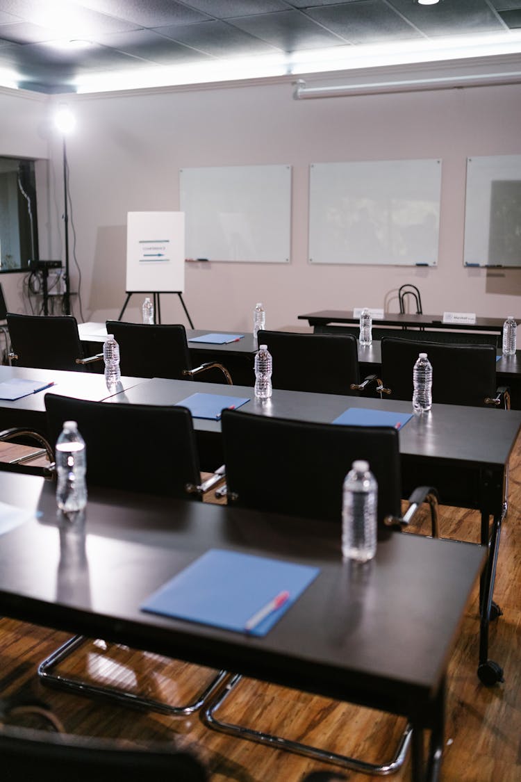 Tables And Chairs In A Conference Room 