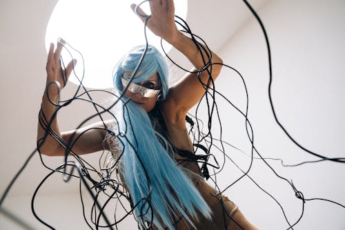 Foto profissional grátis de cabelo azul, conceito, cyberpunk