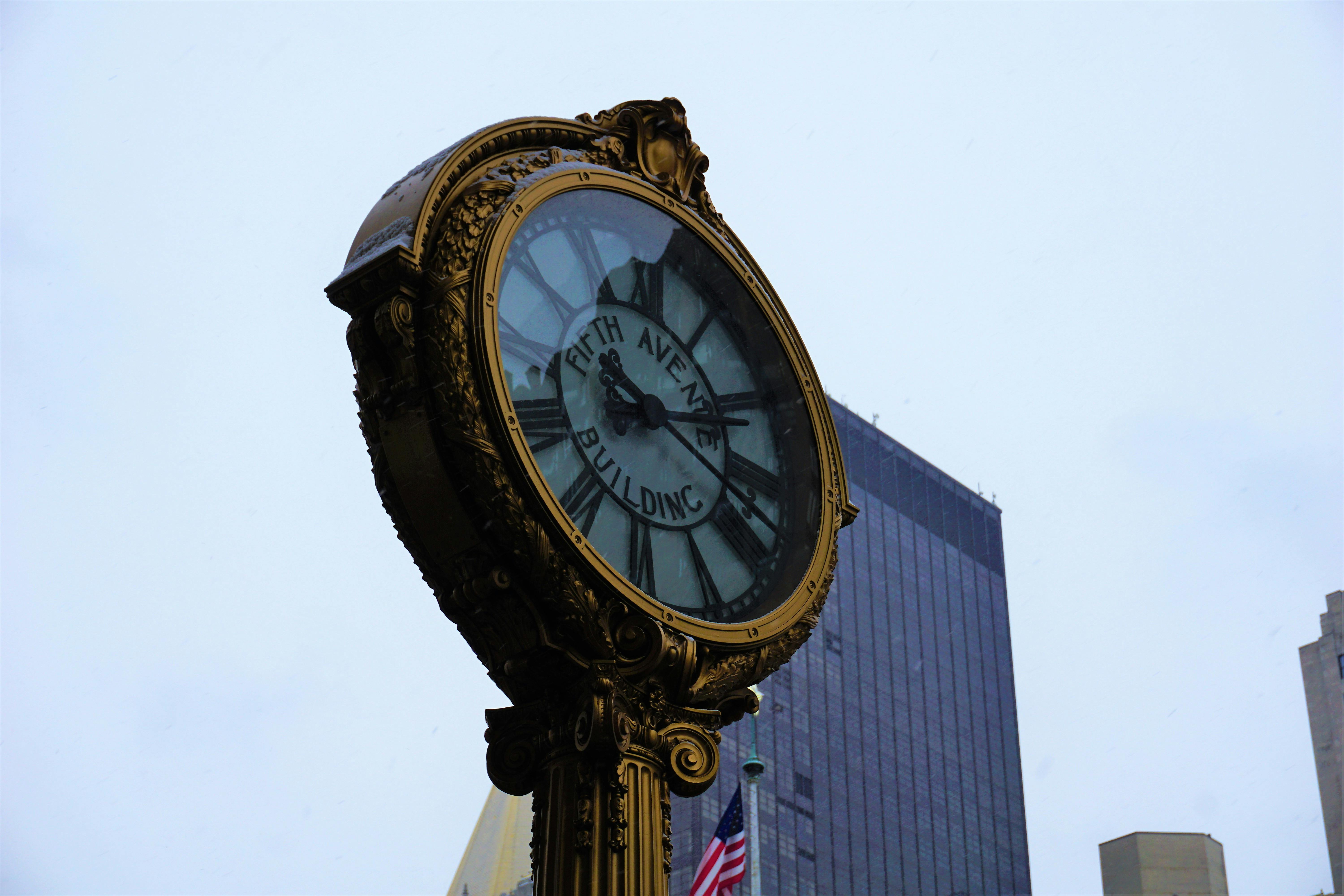 Free stock photo of clock, day, fifth avenue