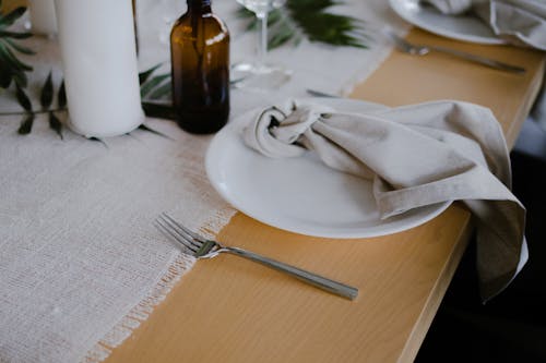 Close-up of a Dinner Table Setting 