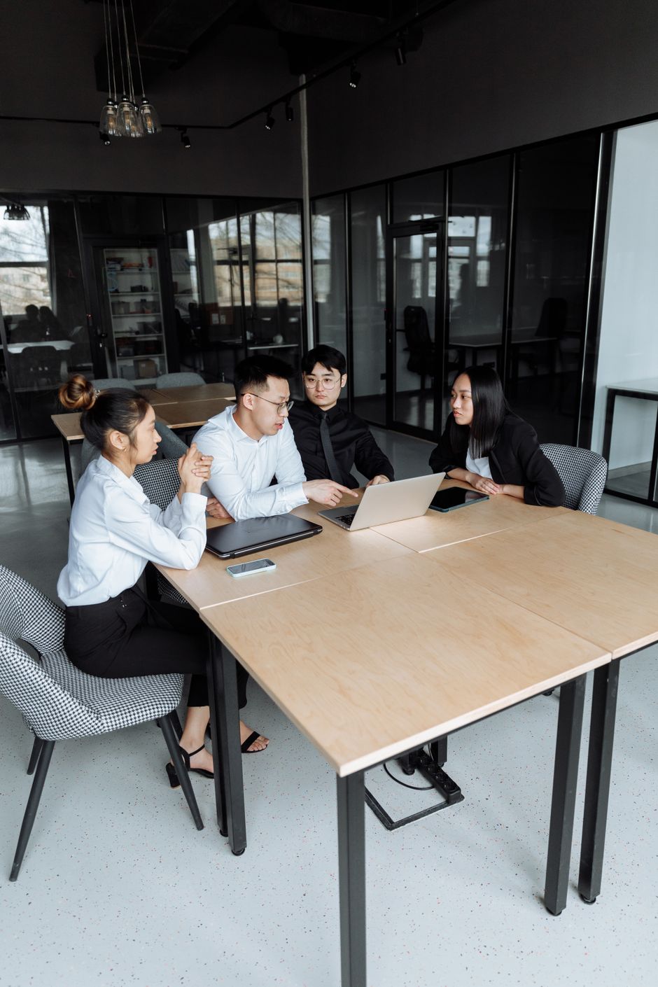 Team meeting around a conference table