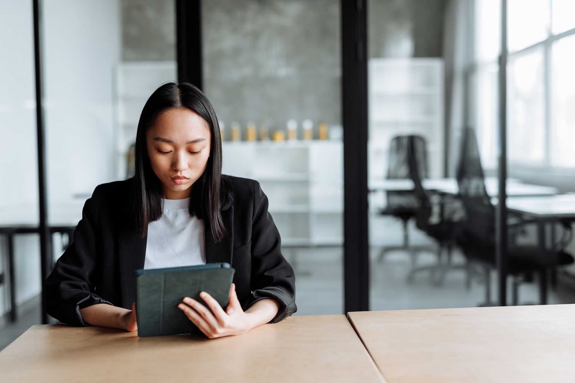 A Business Woman Using an Ipad
