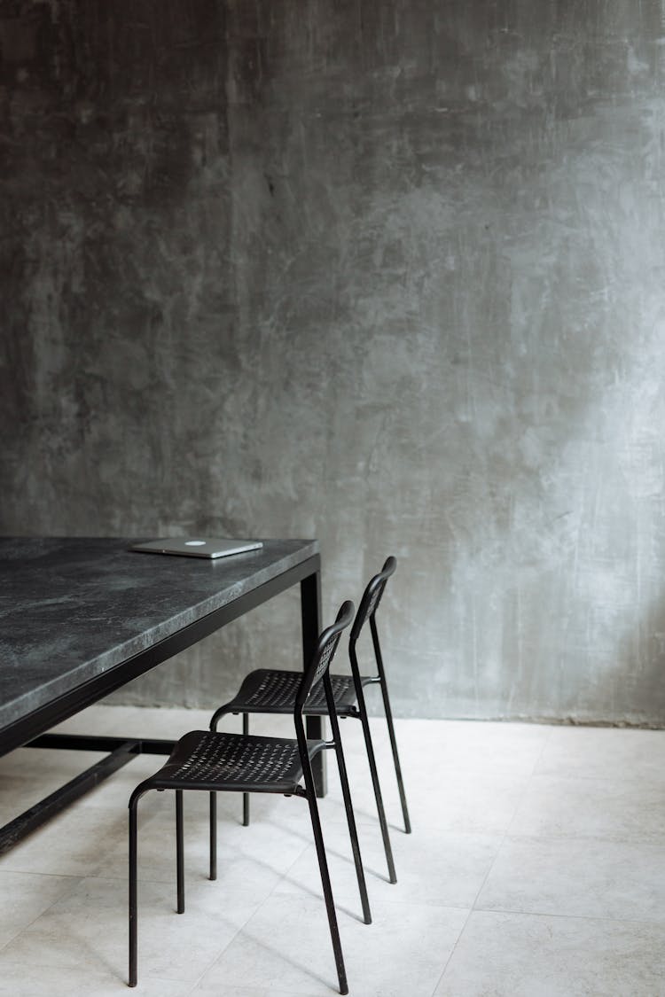 Marble Table And Metal Chairs