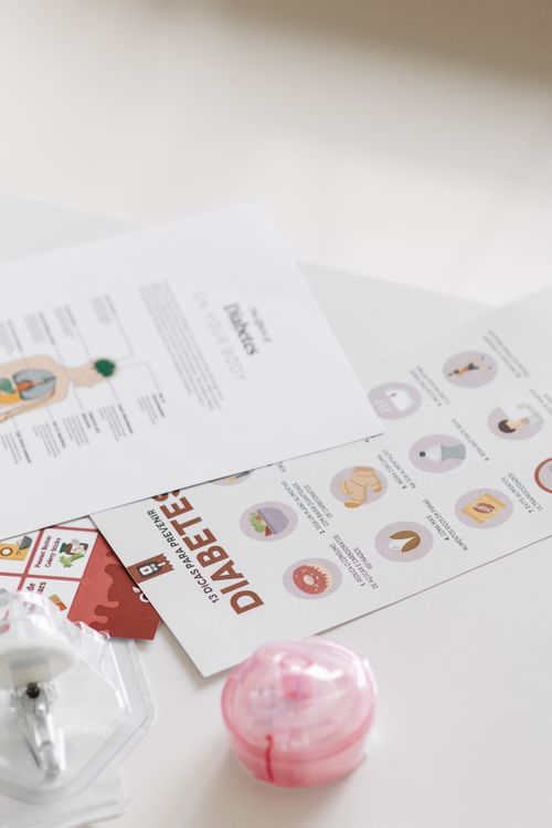 Printed leaflets with colorful icon-based design