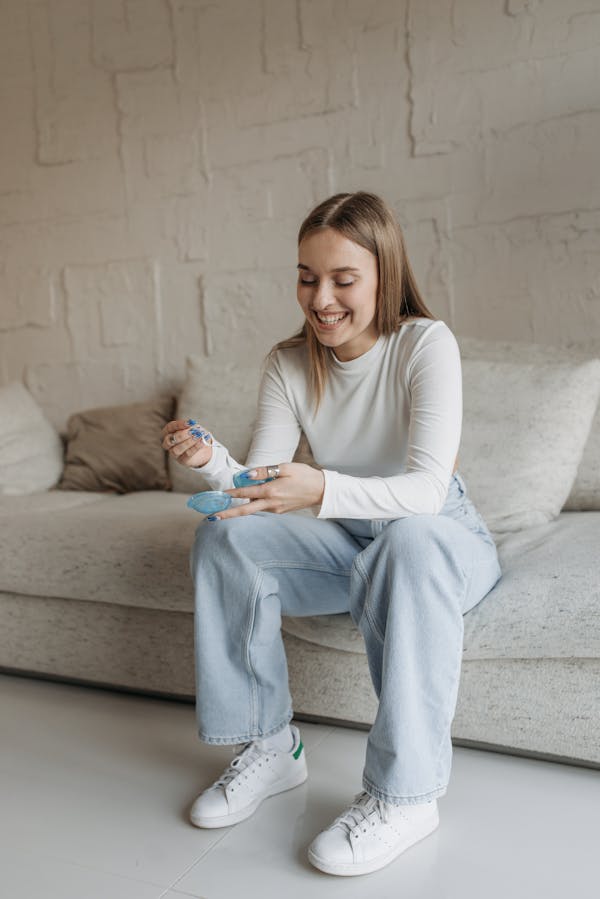 A Woman Holding a PH Paper Roll