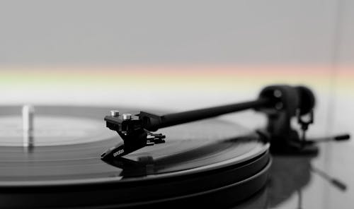 Black Vinyl Record Player in Close Up Photography