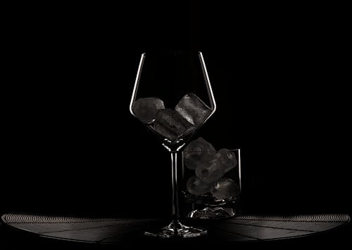 Wine Glass and Glass with Ice