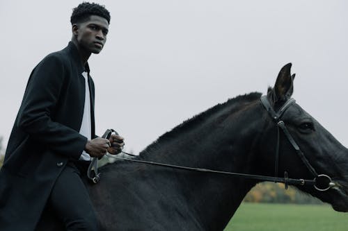 Free A Man Riding a Horse Stock Photo