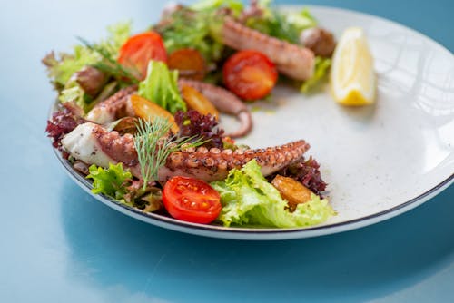 Free A Seafood Salad on a Plate Stock Photo