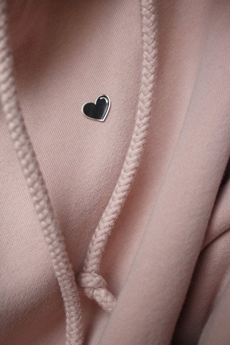 Heart Pin Near Clothes Strings