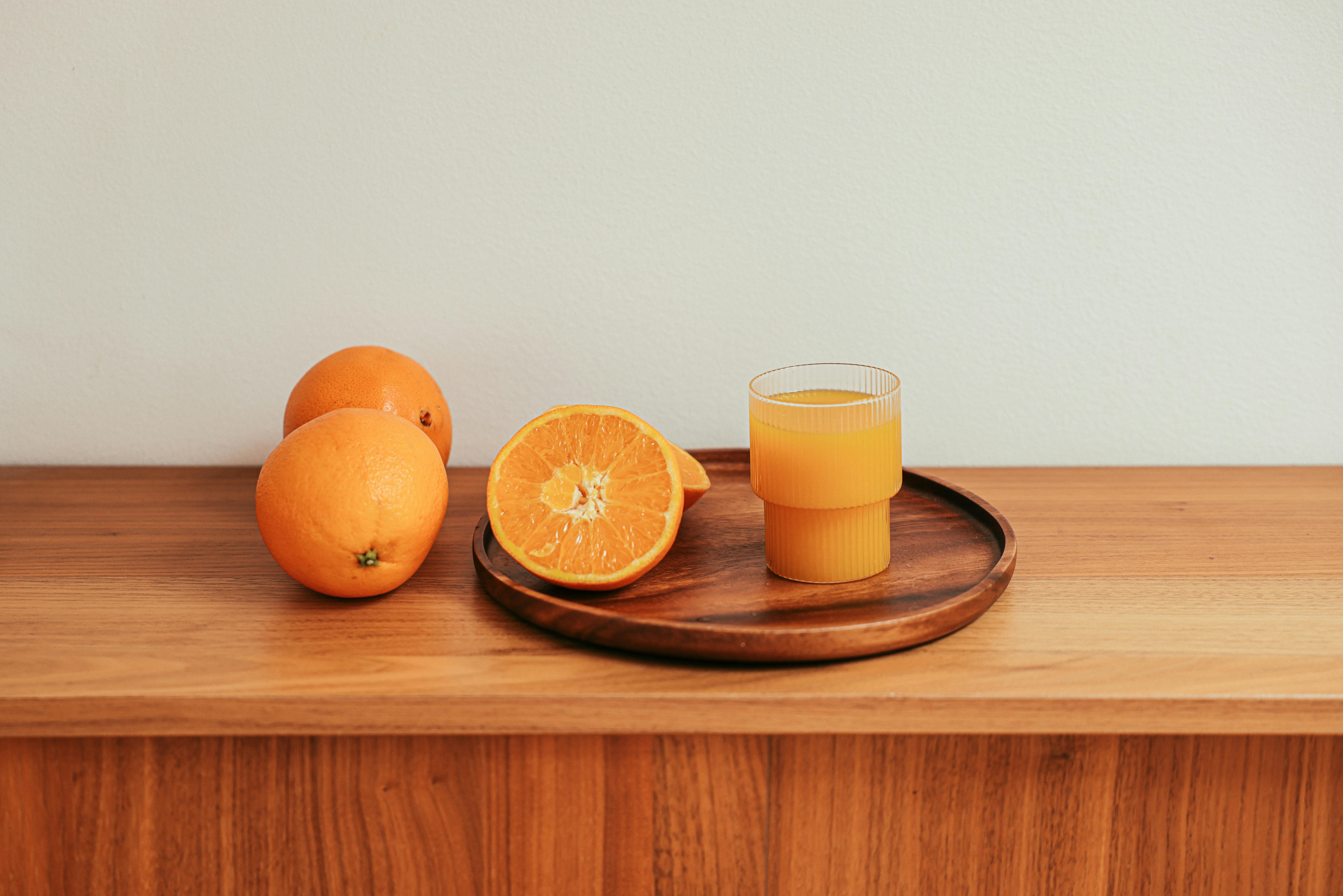 Fresh Orange Juice Jar Old Wooden Table Selective Focus Stock Photo by  ©JulijaDM 223976668