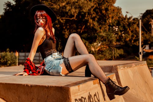 Woman with Dyed Hair Posing