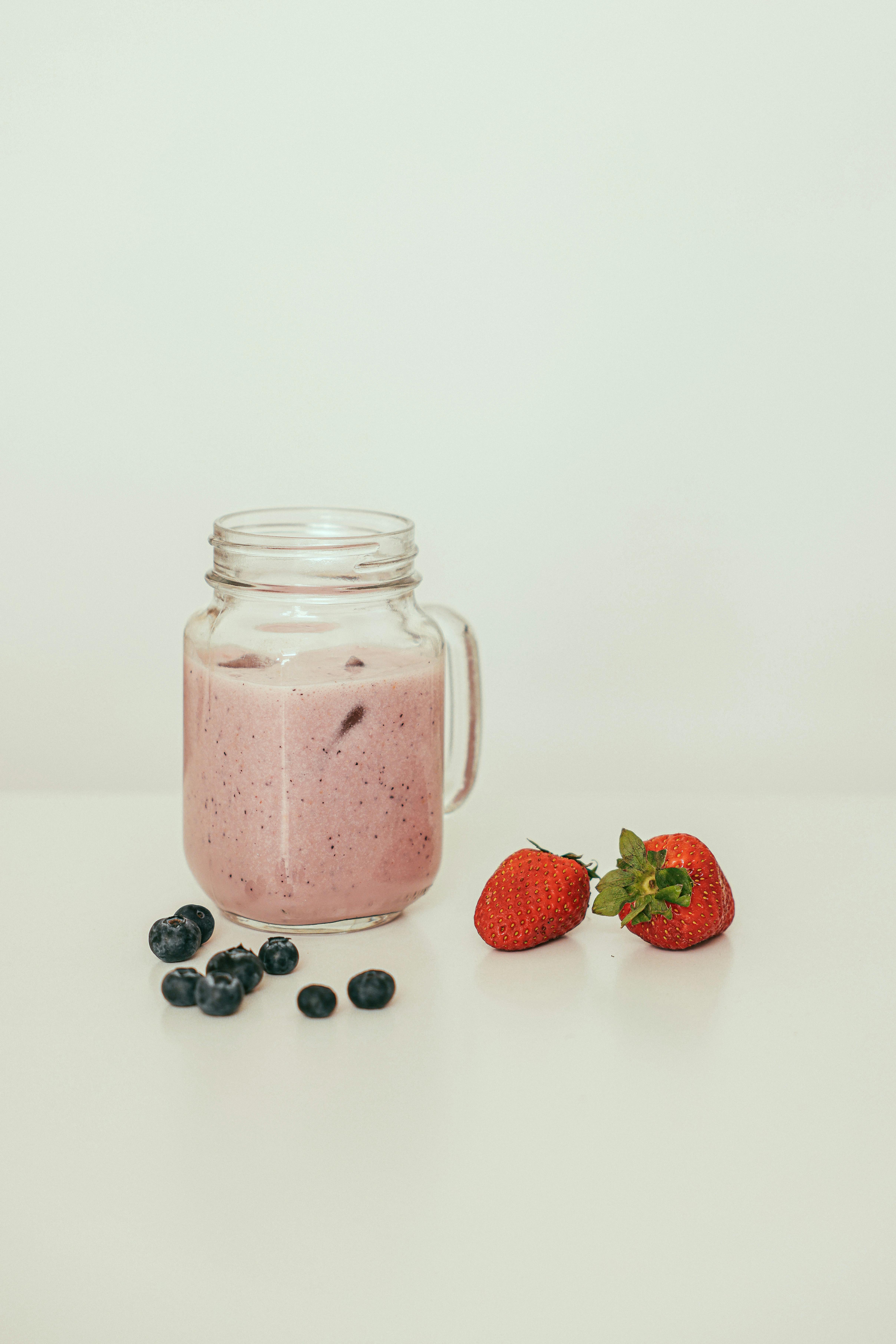 photo of a smoothie made from strawberries and huckleberries