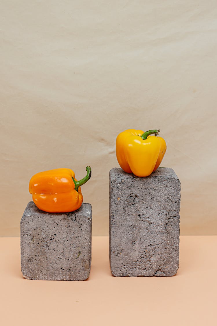 Bell Peppers On Gray Stones