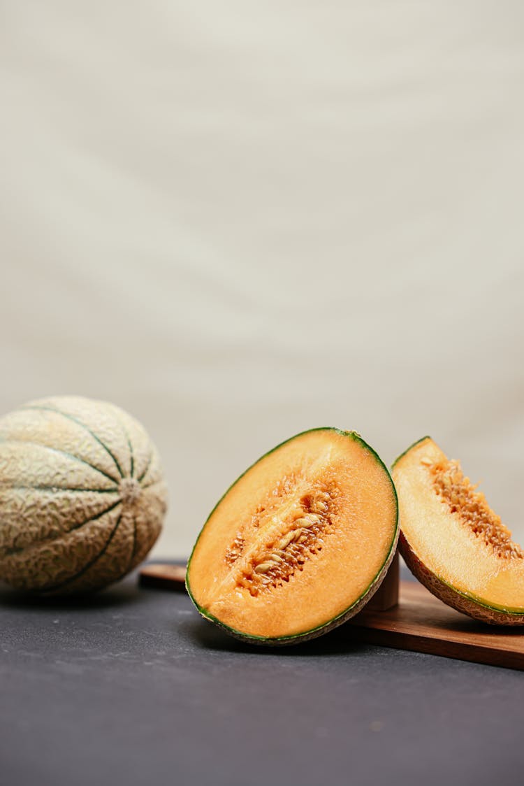 A Close-Up Shot Of Sliced Melon