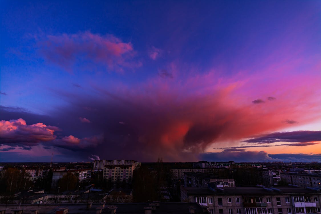 Ilmainen kuvapankkikuva tunnisteilla auringonlasku, hämärä, ilmakuva