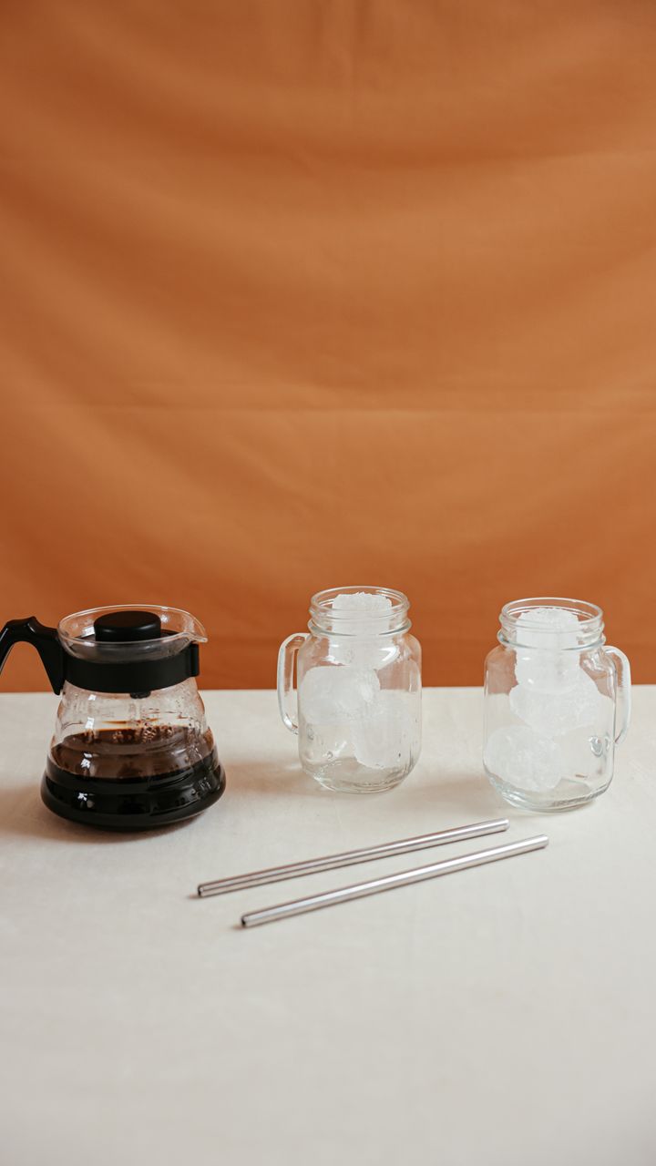 DIY pour over coffee station with mason jar on a wooden stand for a dollar tree coffee bar design