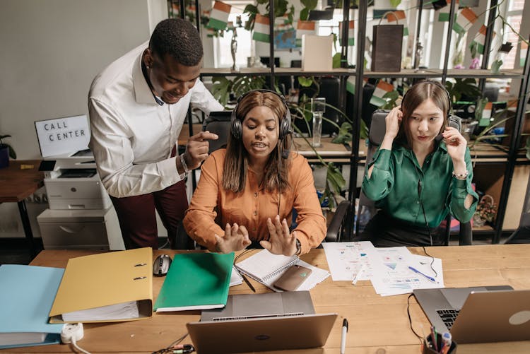 People Working At A Call Center Office