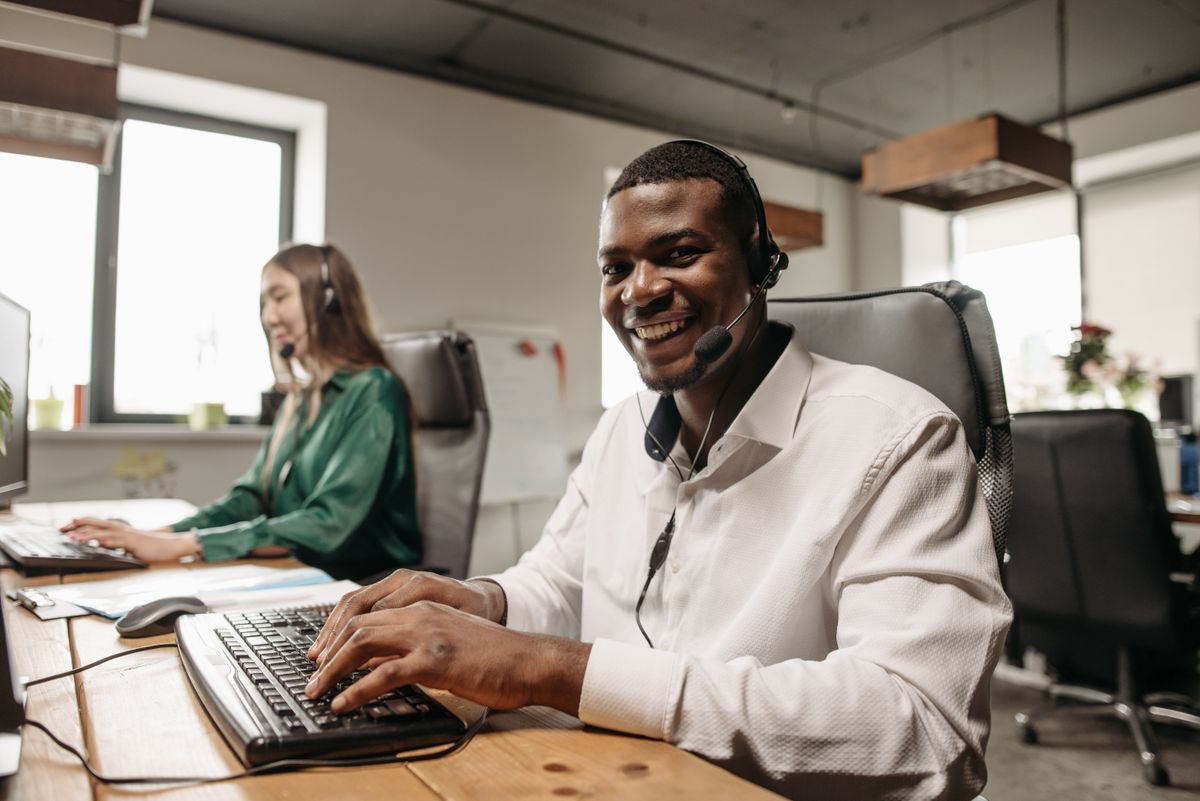 A remote team working together