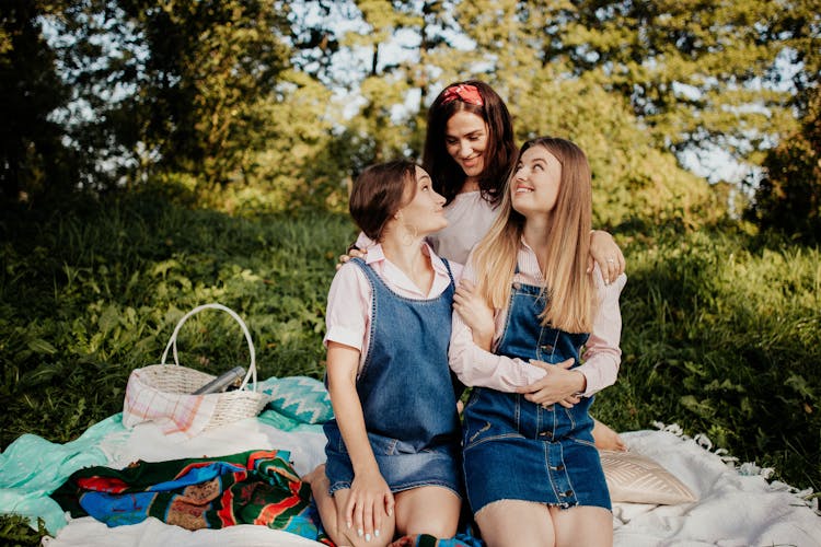 Smiling Women On Picnic