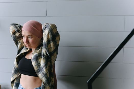 A Woman Wearing a Head Wrap