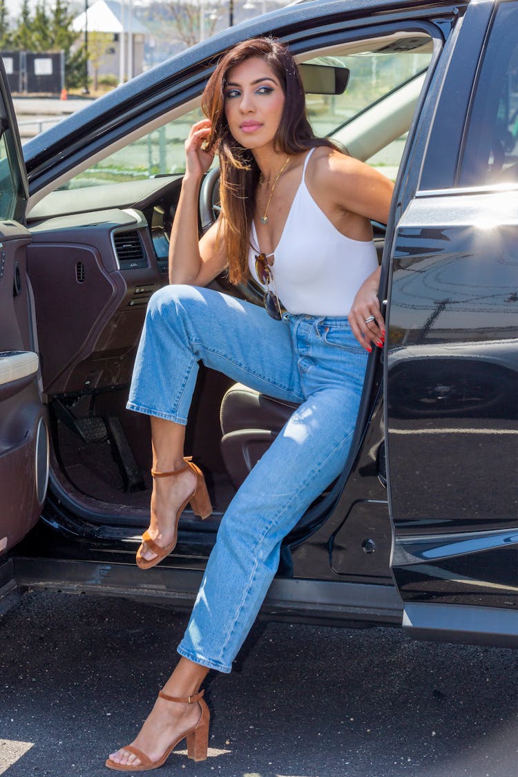 Woman Posing In Car