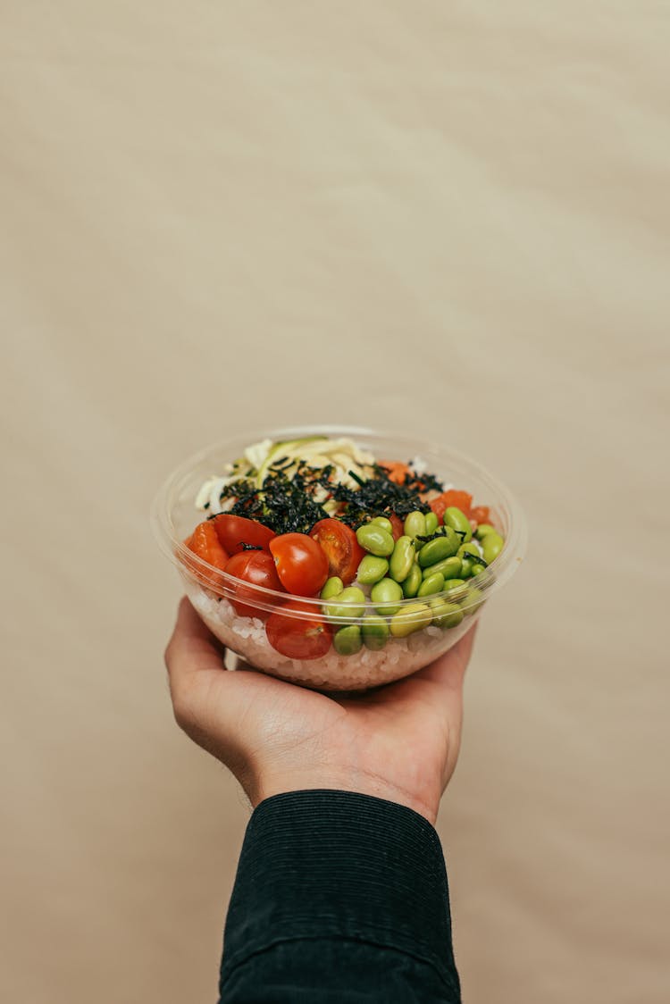 Bowl Of Tomatoes And Edamame