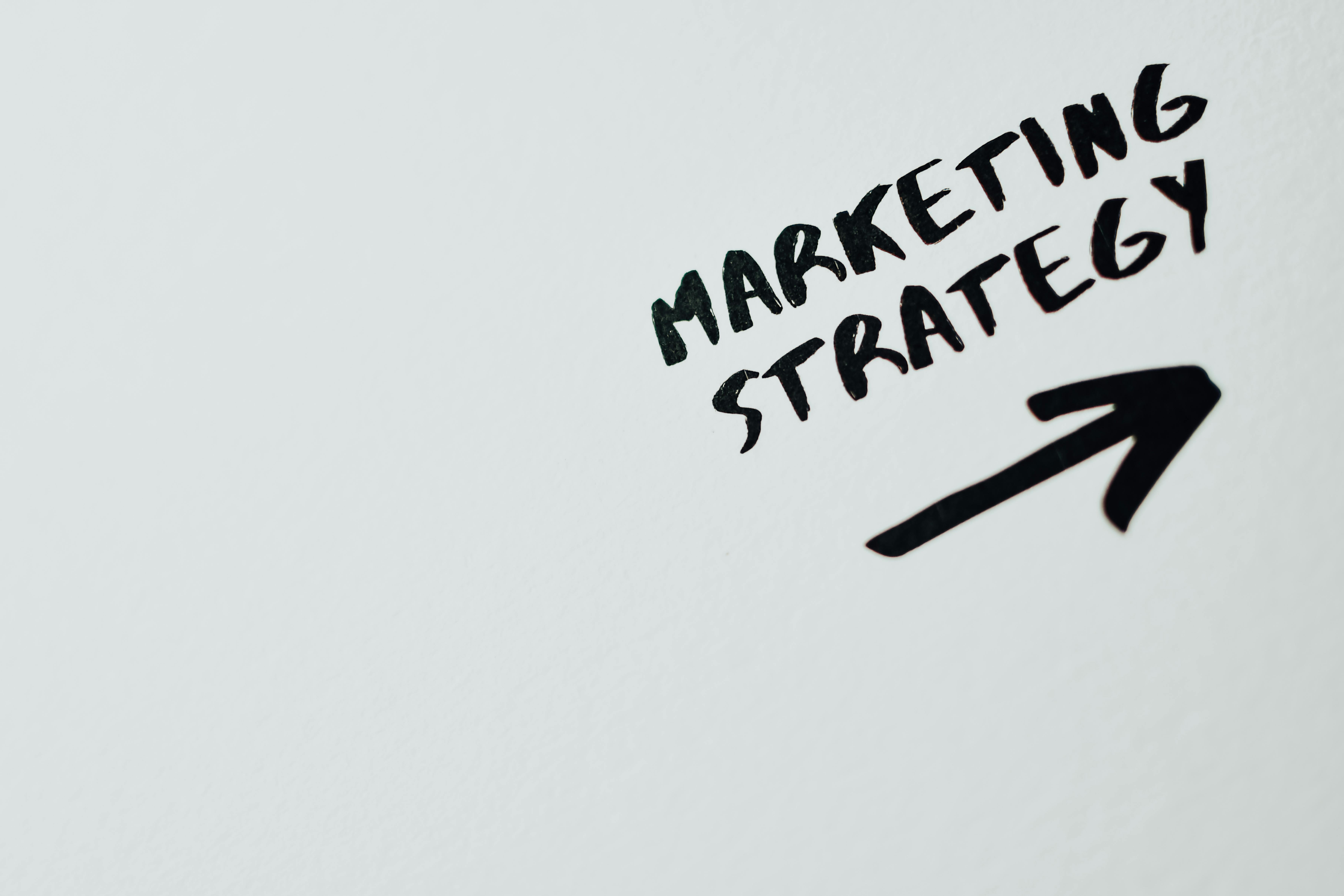 close up shot of marketing strategy text