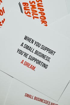 Postcard expressing the importance of supporting small businesses and their dreams.