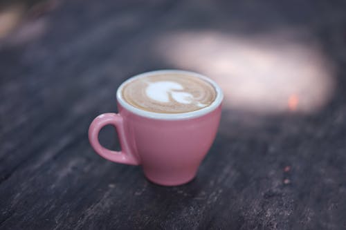 Pink Ceramic Mug with Coffee