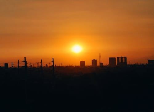 Free stock photo of beautiful sunset, buildings, city