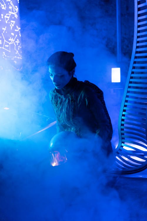 Woman Inside A Spacecraft With Smoke