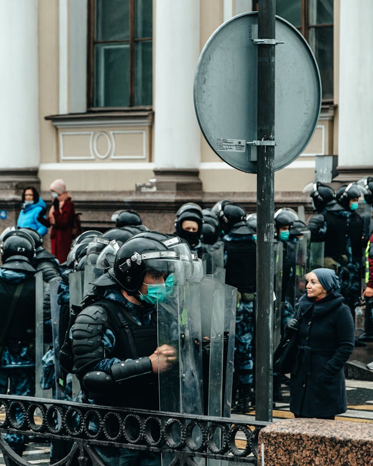 Police Officers With Shields