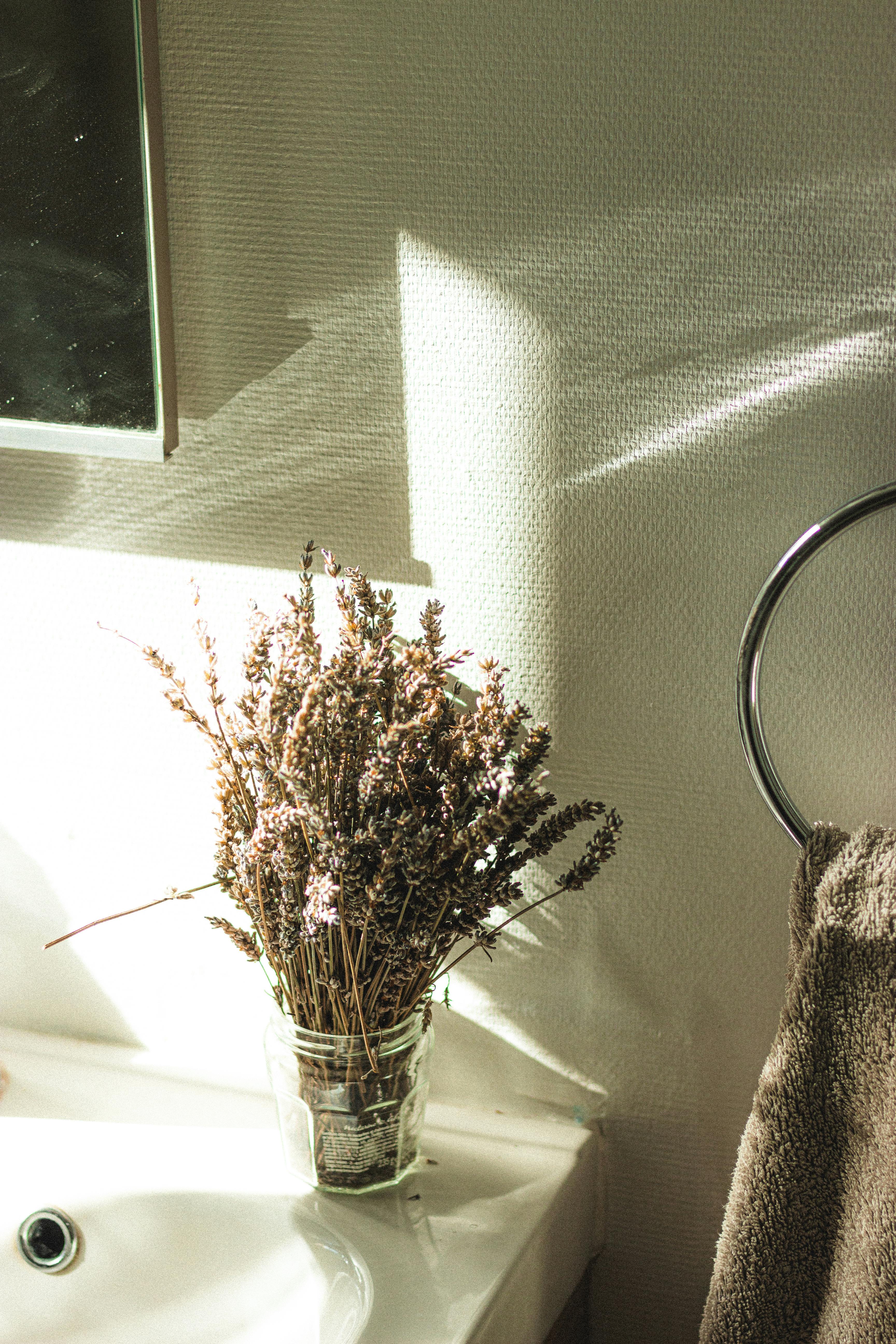 Add Lavender in Glass Vase