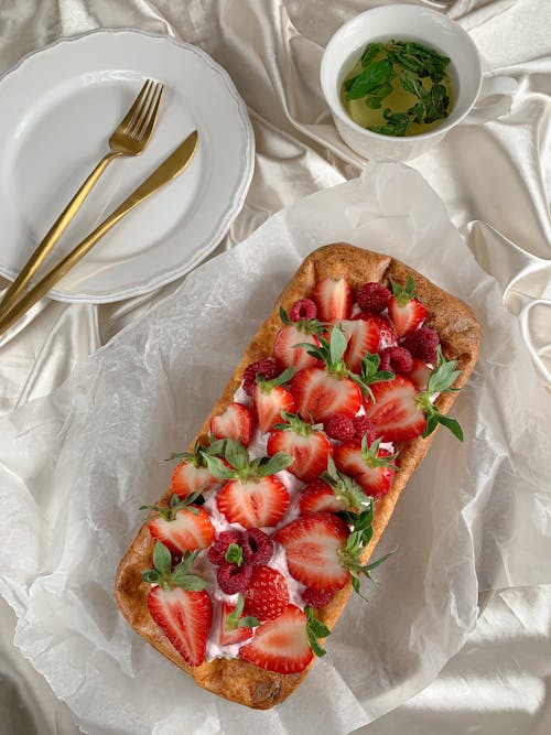 Free Sliced Strawberry on the Bread Stock Photo