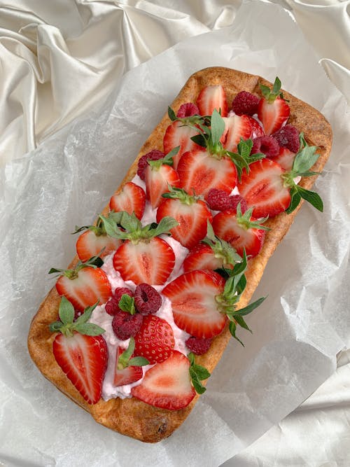 Sliced Strawberries on Brown Bread