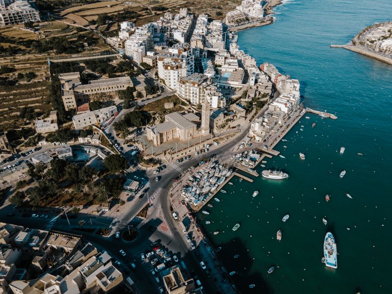 The seafront and harbour at Marsaskala, southern Malta