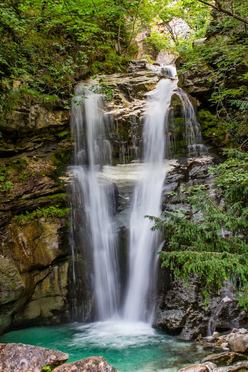Waterfalls on Brown Rocky Mountain
